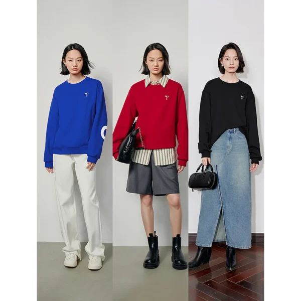 Women Plush Sweatshirt 2024 Autumn Winter Long Sleeve O Neck Embroidery Casual Pullover Hoodies Sweatshirt 3 Colors - Image 5