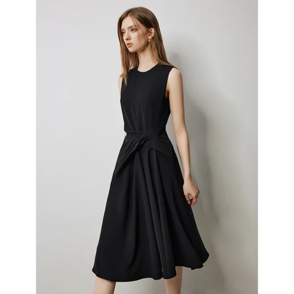 Women Dress 2025 Summer New Elegant Style Sleeveless Black Party Dress - Image 2