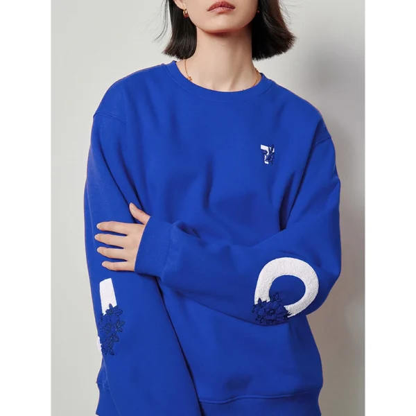 Women Plush Sweatshirt 2024 Autumn Winter Long Sleeve O Neck Embroidery Casual Pullover Hoodies Sweatshirt 3 Colors - Image 4
