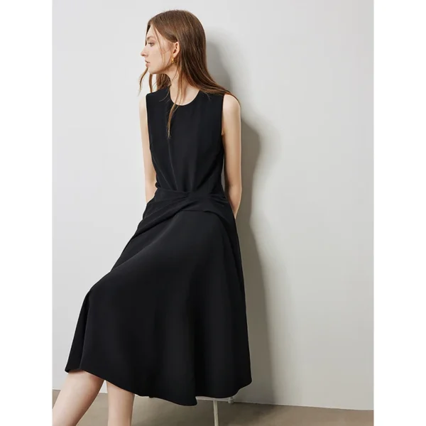 Women Dress 2025 Summer New Elegant Style Sleeveless Black Party Dress - Image 3