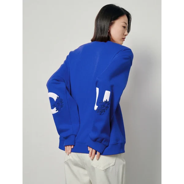 Women Plush Sweatshirt 2024 Autumn Winter Long Sleeve O Neck Embroidery Casual Pullover Hoodies Sweatshirt 3 Colors - Image 3