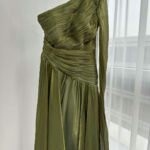 فستان سهرة أخضر أنيق بكتف واحد وقصّة A-Line photo review